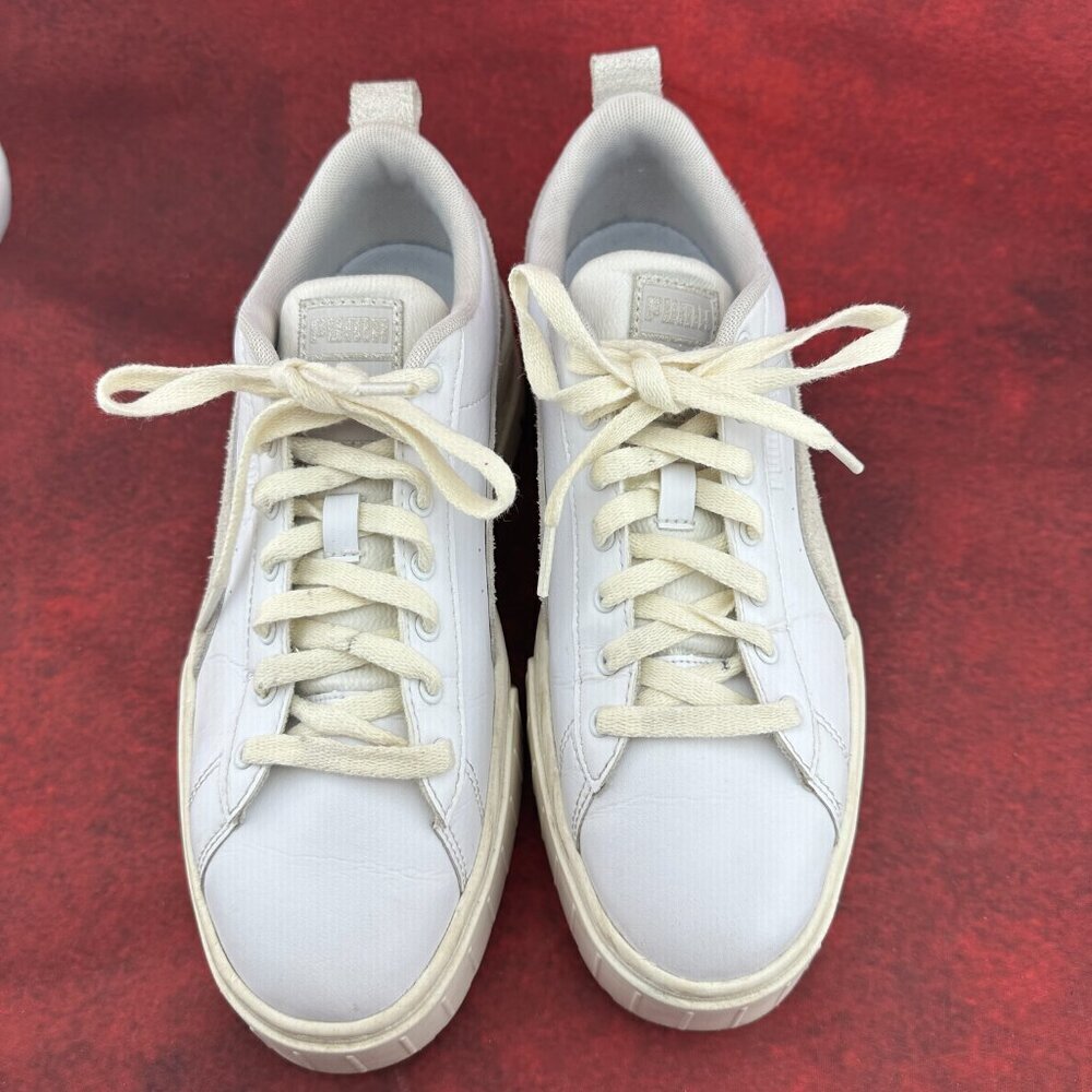 PUMA WOMEN'S MAYZE THRIFTED PLATFORM SNEAKERS, WHITE & GRAY, SIZE 9.5, 26 cm - Picture 3 of 10